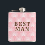 Petaca Mejor Patrón De Art Deco Blanco Y Rosa-Hombre<br><div class="desc">Elegante patrón geométrico art deco rosa y blanco- Mejor texto hombre que se puede personalizar.</div>