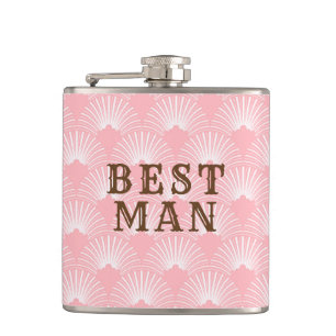 Petaca Mejor Patrón De Art Deco Blanco Y Rosa-Hombre