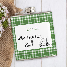 Petaca Mejor Personalizado Golfer Green Plaid