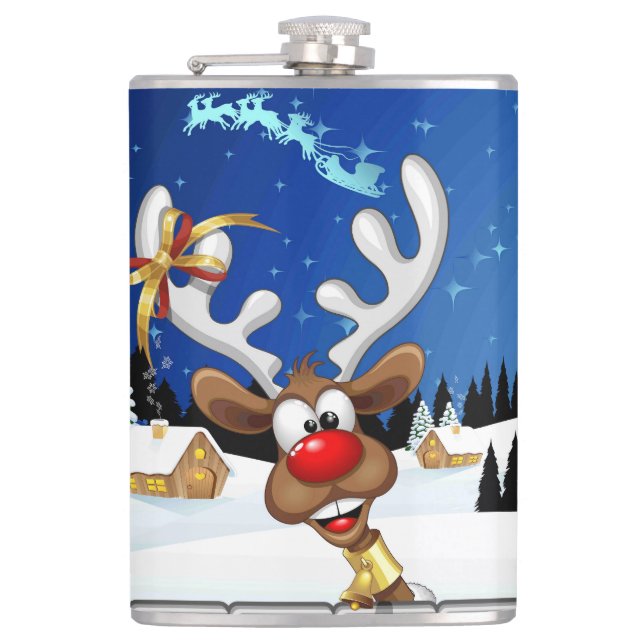 Petaca Meme Divertido de Navidad de Reno Espiando (Anverso)
