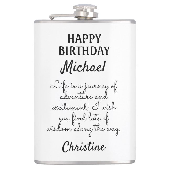 Petaca Mensaje de cumpleaños del personalizado (Anverso)