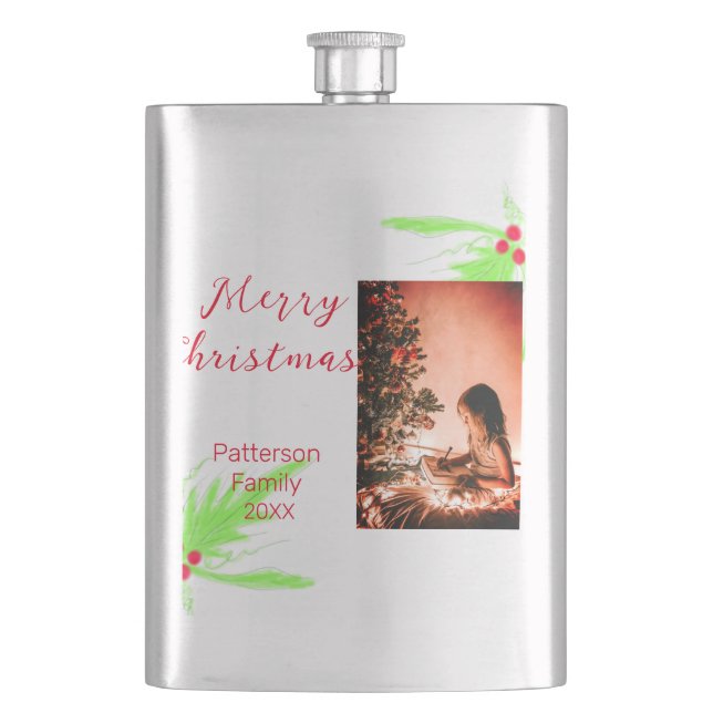 Petaca Merry Bright Navidades agregan nombre de familia a (Anverso)