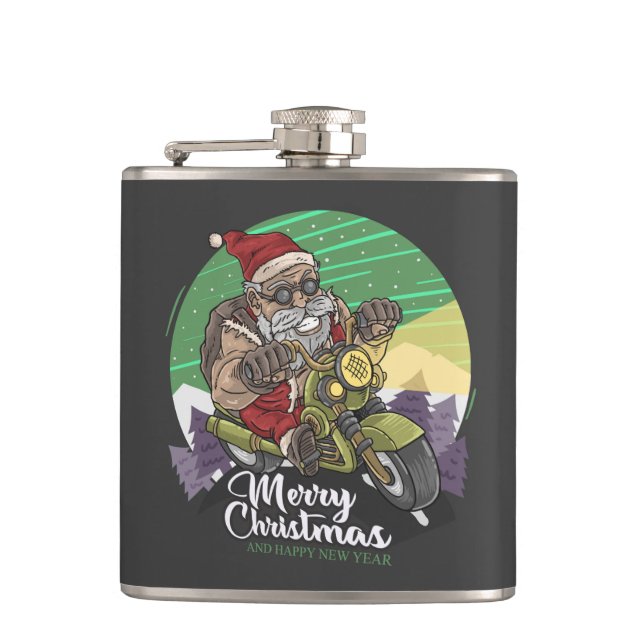 Petaca Merry Christmas Biker Santa (Anverso)