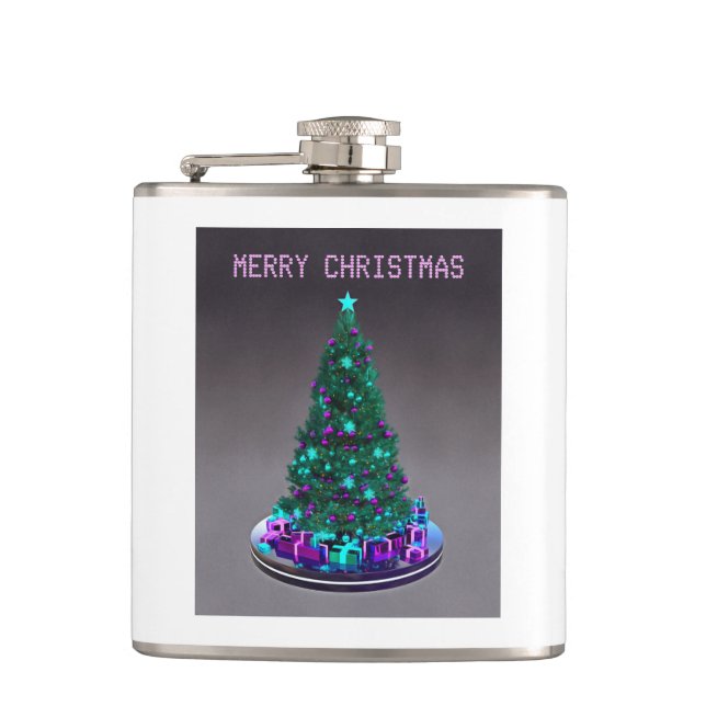 Petaca Merry Christmas. Decorated tree with gifts (Anverso)