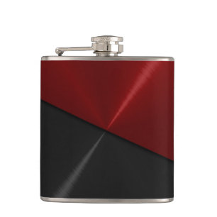 Petaca Metalizado de acero metálico rojo y negro