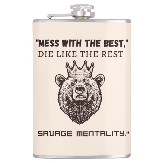 Petaca "Métete con los mejores, muere como el resto - sál (Anverso)