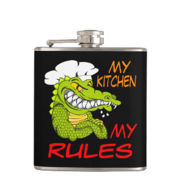 Petaca Mi Cocina Mis Reglas, Chef Cocodrilo, Negro