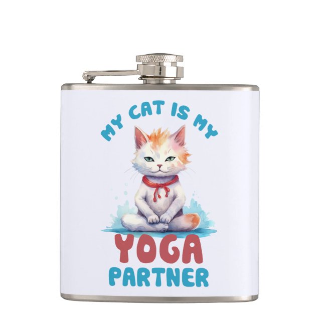 Petaca Mi Gato Es Mi Pareja De Yoga -Gato Mediador Adorab (Anverso)