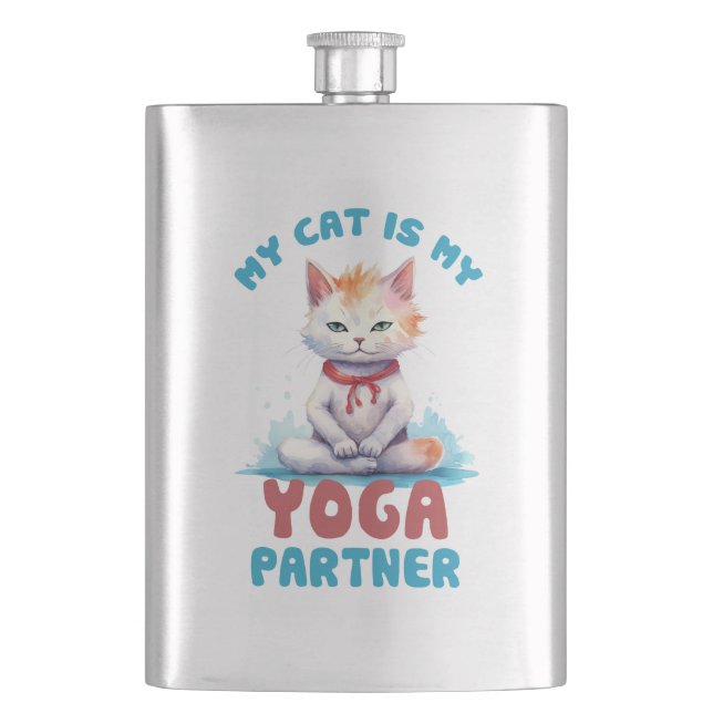Petaca Mi Gato Es Mi Pareja De Yoga -Gato Mediador Adorab (Anverso)