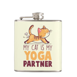 Petaca Mi Gato Es Mi Socio De Yoga - Estirando Gato