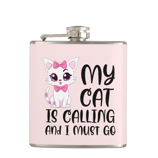 Petaca Mi gato está llamando y debo irme (Anverso)