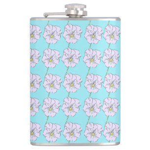 Petaca Mikitiez azul diminuto patrón de flor blanca
