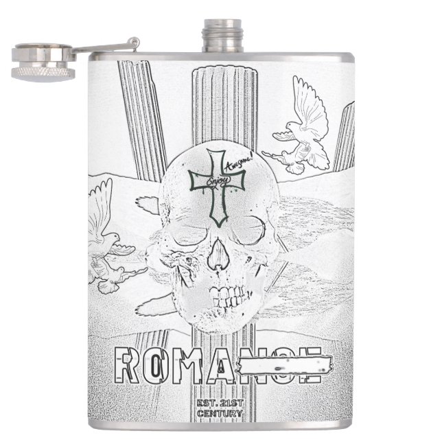 Petaca Mikitiez dreamer cráneo tatuaje arco iris rosa roc (Abierto)
