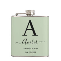 Mint Monograma Personalizado Bridesmaid Hip Flask