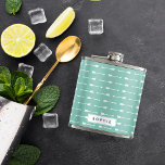 Petaca Mint & White Arrows Personalized Flask<br><div class="desc">Pretty flask features a white arrow pattern on a springy mint green background. Personalize with a name,  monogram,  or text of your choice,  or simply delete the text field and white box to leave blank. Makes a great bridesmaid gift. Tons of coordinating accessories available in our shop!</div>