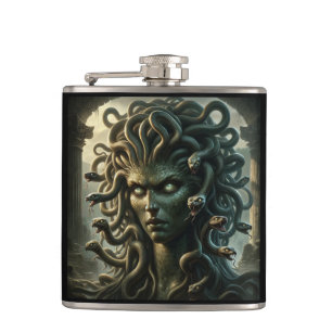Petaca Mirada de Medusa Cabeza de la Muerte de Serpientes