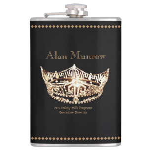 Petaca Miss América estilo Crown Flask Custom Name