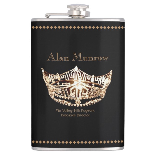 Petaca Miss América estilo Crown Flask Custom Name (Anverso)