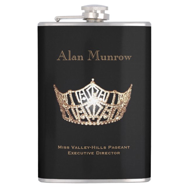 Petaca Miss América estilo Crown Flask Custom Name (Anverso)