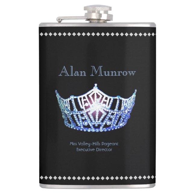 Petaca Miss América estilo Crown Flask Custom Name (Anverso)