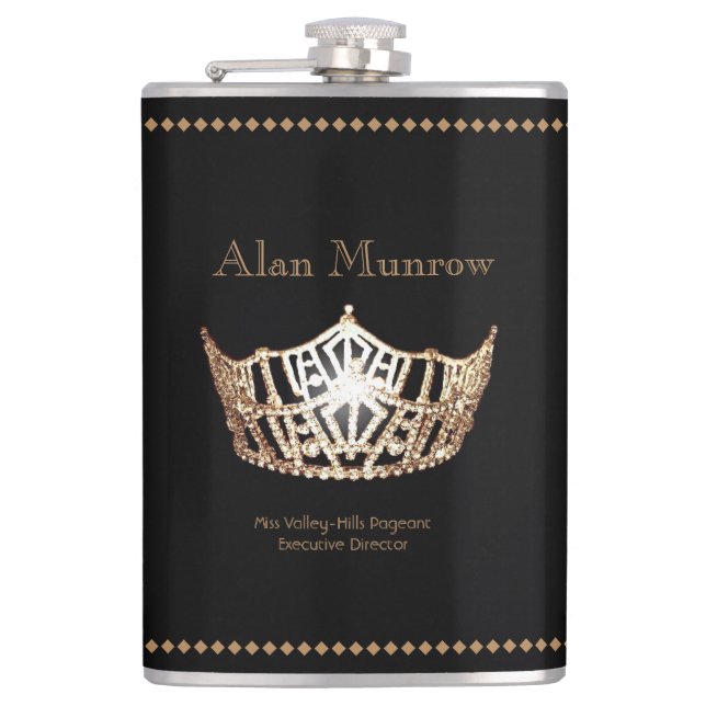 Petaca Miss América estilo Crown Flask Custom Name (Anverso)