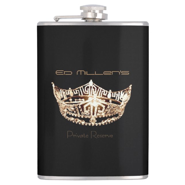 Petaca Miss América estilo Crown Flask Custom Name (Anverso)