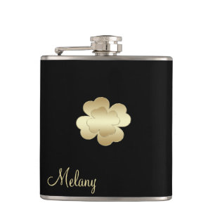 Petaca Moda clásica dorada afortunado shamrock personaliz