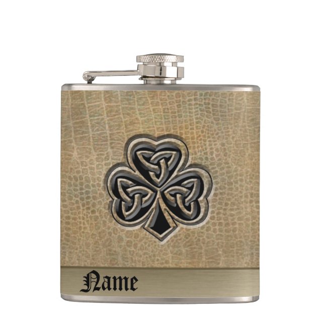 Petaca Moda clásica estilo irlandés de piel de shamrock c (Anverso)