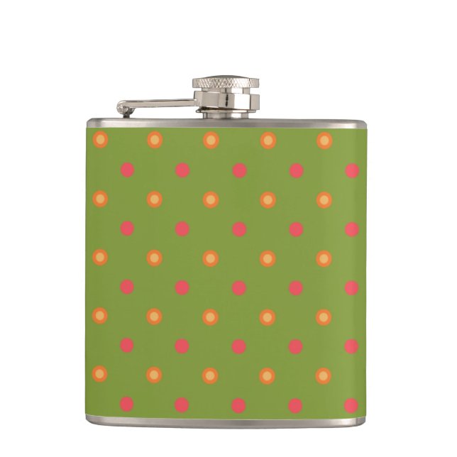 Petaca Moda Colores de amapola Polka Dots Hip Flask (Anverso)