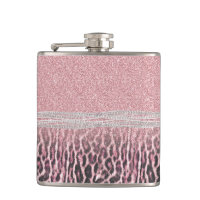 Moda Girly Pink Leopard Purpurina de impresión ani