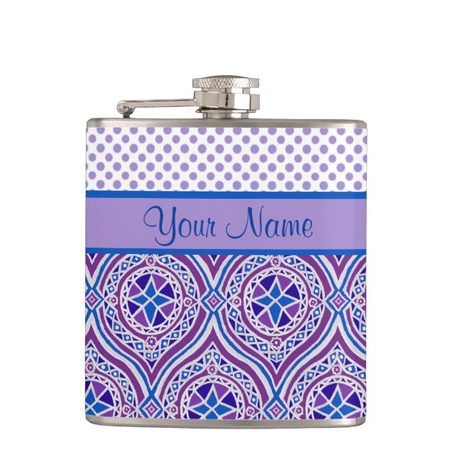 Petaca Moda Hip Flask para personalizar: Mauve, azul (Anverso)