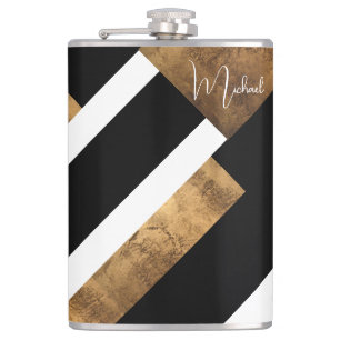 Petaca Moda monogramada geométrica de cobre moderna