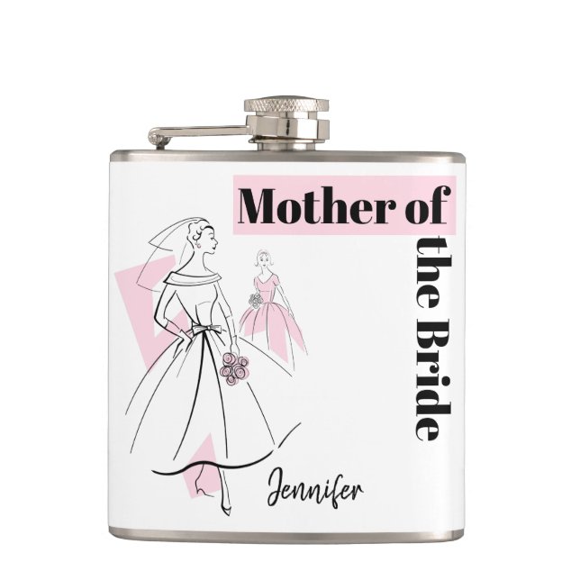Petaca Moda Novia Rosa Madre del matraz de nombre de novi (Anverso)