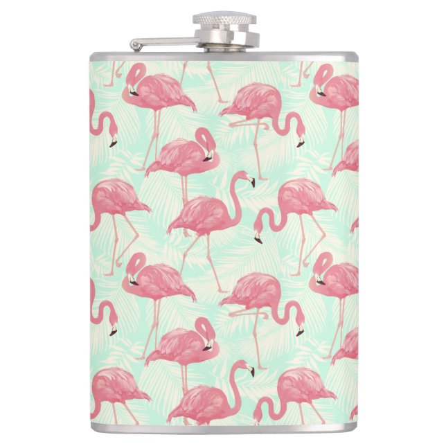 Petaca Moda Preppy Patrón Elegante Flamingo Rosa (Anverso)