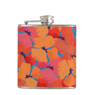 Petaca Moda Rosa, Naranja, Amarillo Poppies Hip Flask