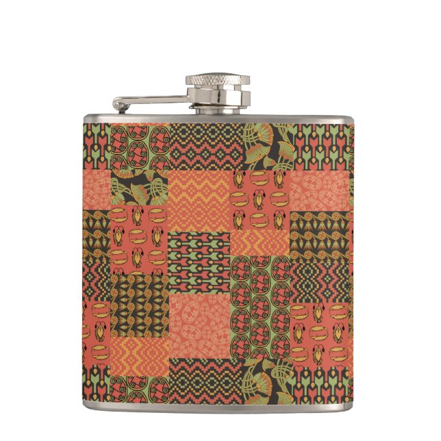 Petaca Moda Tíbal Faux Patchwork Hip Flask (Anverso)