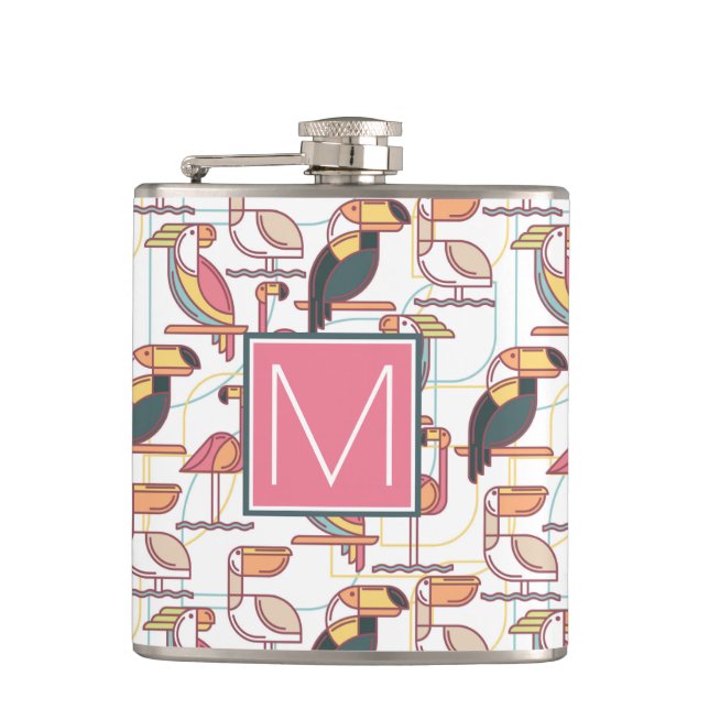 Petaca Modele con los pájaros tropicales que los | añaden (Anverso)