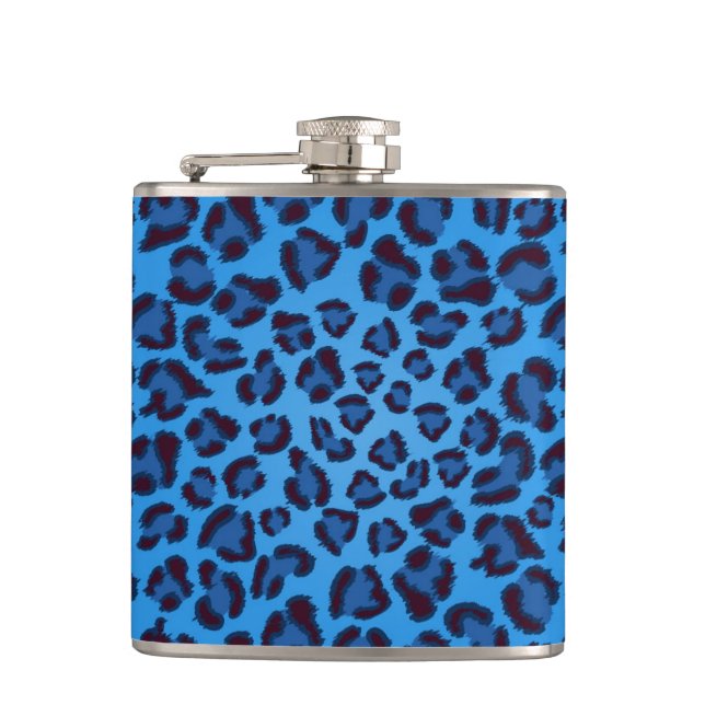 Petaca modelo azul de la textura del leopardo (Anverso)