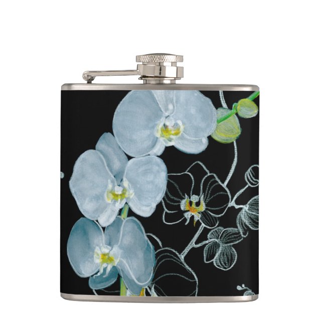 Petaca Modelo blanco de las orquídeas de la acuarela (Anverso)