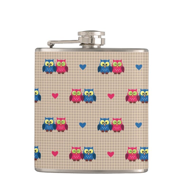 Petaca Modelo comprobado con los búhos del amor (Anverso)