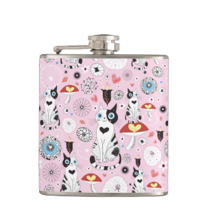 Petaca modelo de gatos y de flores