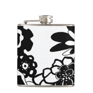 Petaca Modelo floral blanco y negro del gráfico del