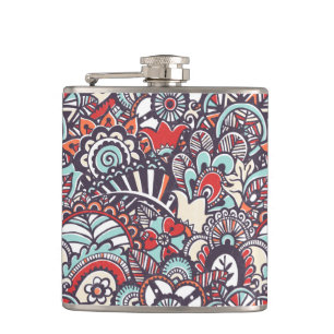 Petaca Modelo floral del Doodle de Paisley