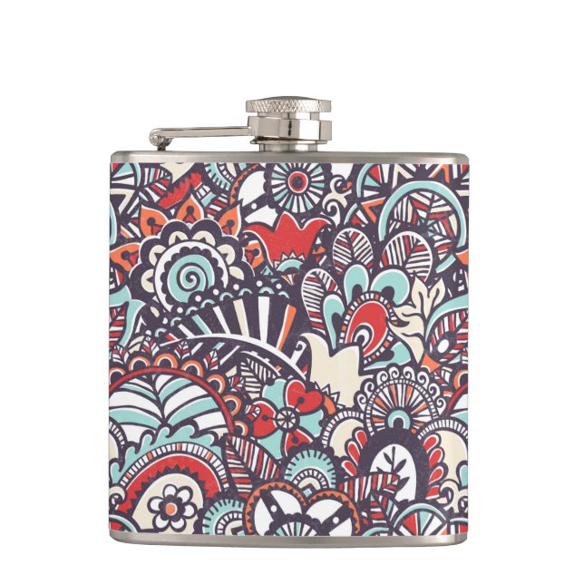 Petaca Modelo floral del Doodle de Paisley (Anverso)