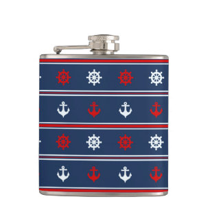 Petaca Modelo náutico blanco y azul rojo