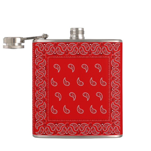 Petaca modelo rojo del pañuelo de Paisley (Abierto)