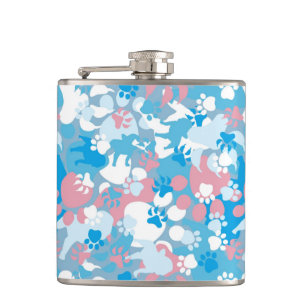Petaca Modelo rosado y azul del perro del camuflaje