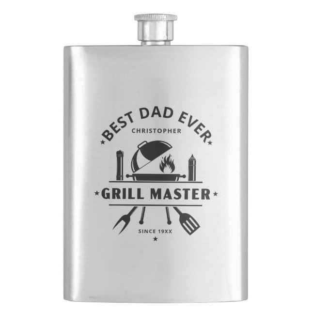 Petaca Modern Best Dad Ever Grill Master Personalizado  (Anverso)
