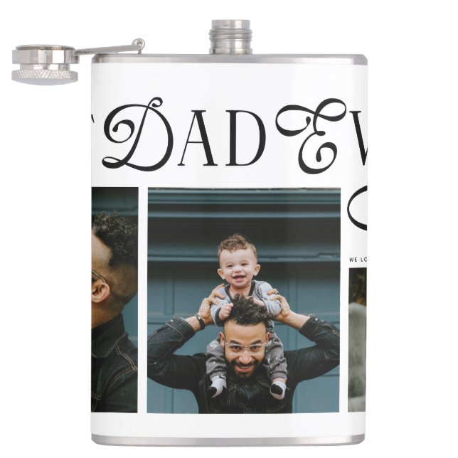 Petaca Modern Best Dad Ever Photo Heart Fathers Day Gifts (Abierto)