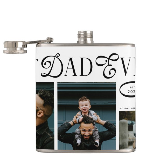 Petaca Modern Best Dad Ever Photo Heart Fathers Day Gifts (Abierto)